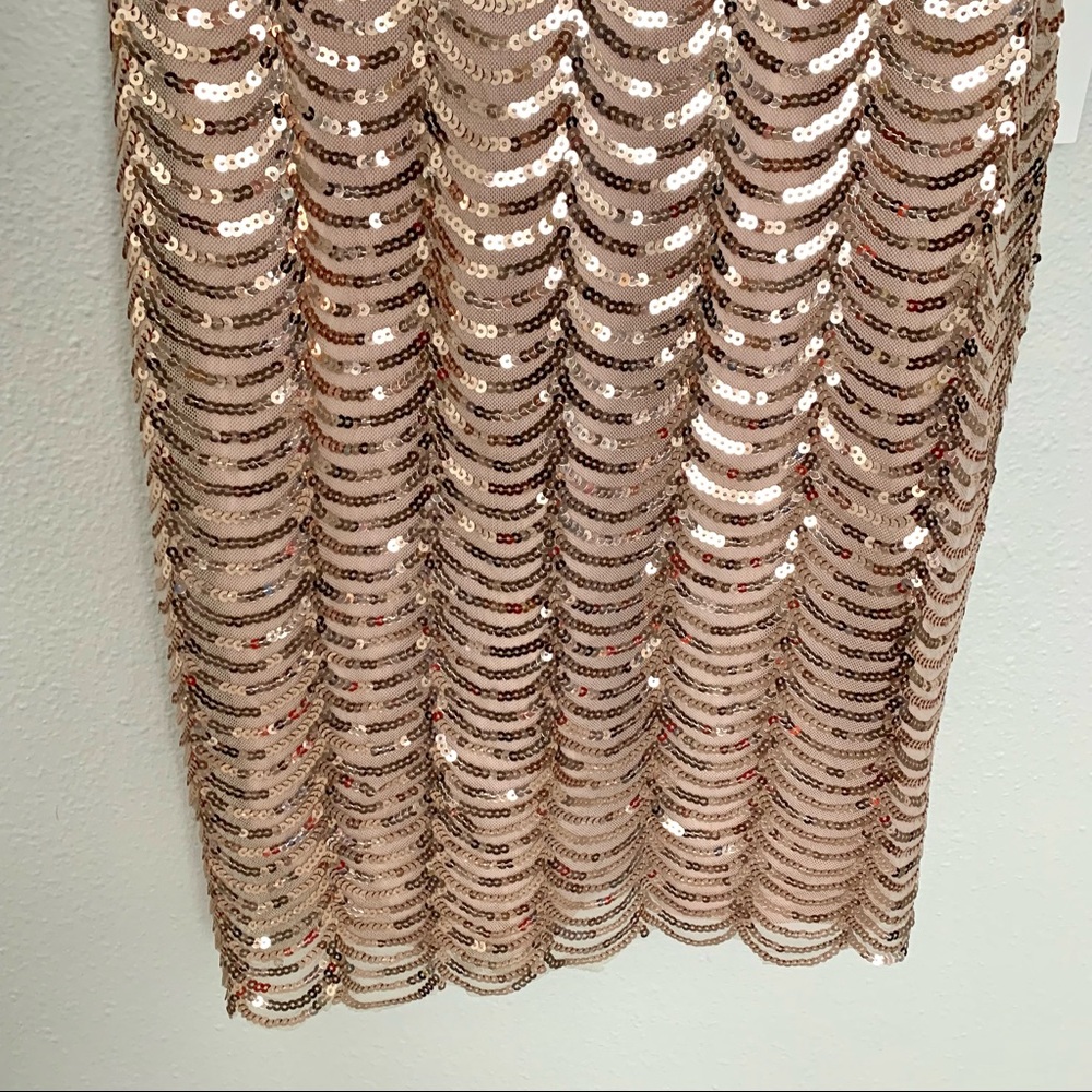 NWT Lulu's Rose Gold Stardust Sequin Bodycon Dress - Picture 7 of 8